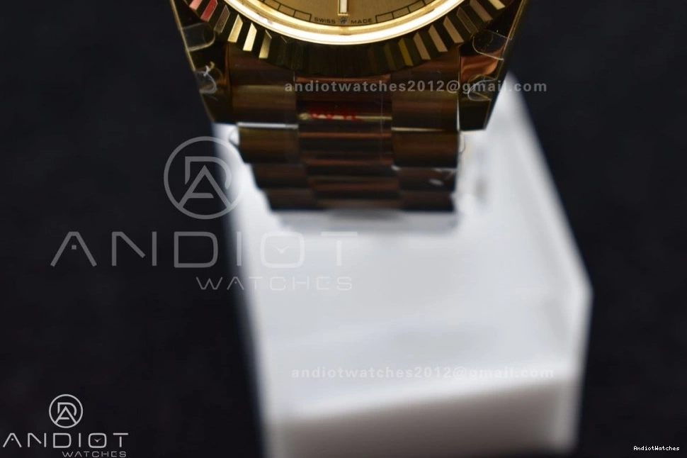 President 40 Affordable JDF Weight Gain Markers Bracelet Stick DayDate Steel YG A2836 904L V on YG Dial 731 0829